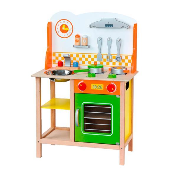 Дитяча кухня Viga Toys з дерева з посудом