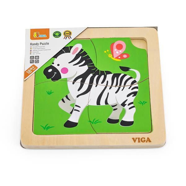 Дерев'яний мініпазл Viga Toys Зебра, 4 ел.