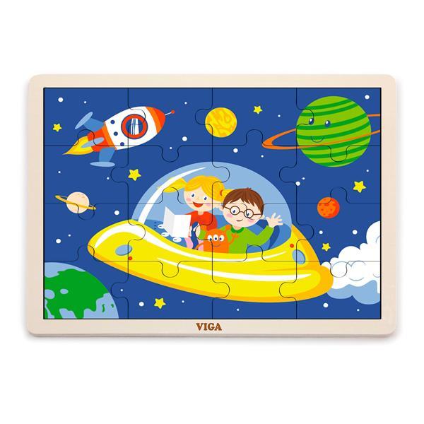 Дерев'яний пазл Viga Toys У космосі, 16 елементів