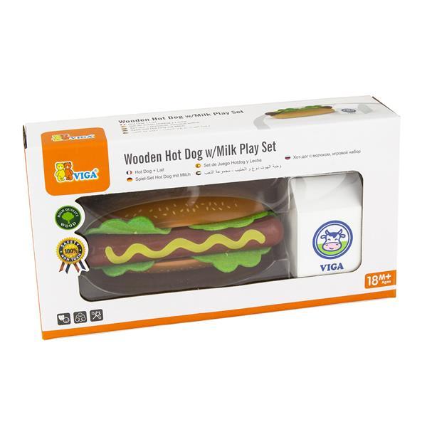 Іграшкові продукти Viga Toys Дерев'яні хот-дог і молоко