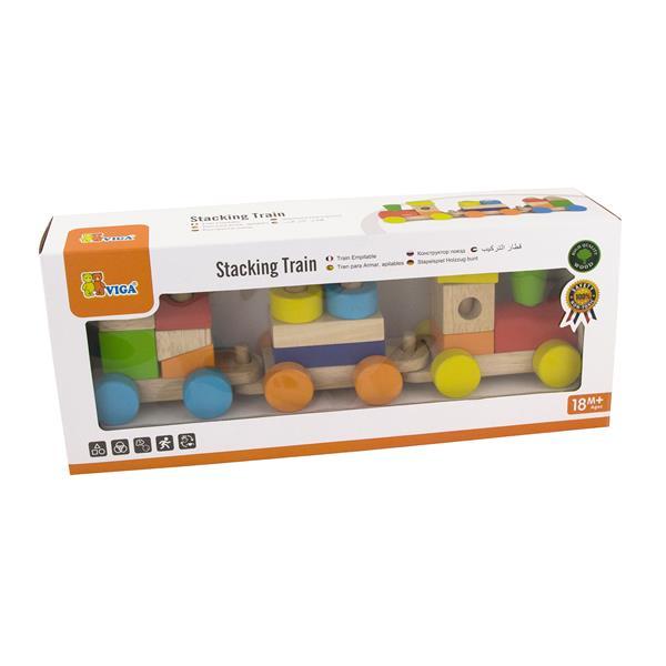Дерев'яний поїзд Viga Toys Кольорові кубики