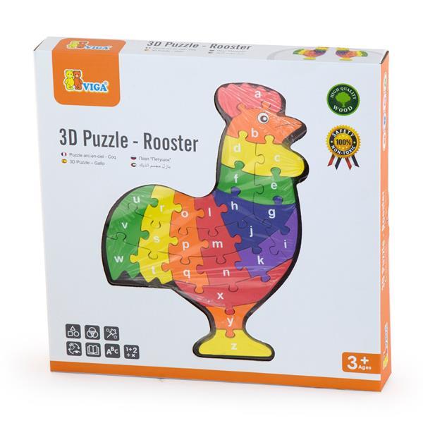 Дерев'яний пазл Viga Toys Півник по літерах (55244)