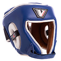Шолом боксерський відкритий із посиленим захистом макашки шкіряний VELO VL-8195 розмір XL колір синій dl