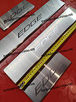 Накладки на пороги FORD EDGE II *2014-2023год Форд Едж Эдж Satin Нерж с логотипом комплект 4 штуки