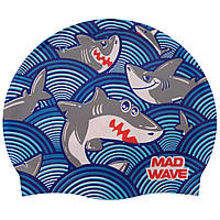 Шапочка для плавания детская MadWave Junior SHARKY M057911 цвет голубой dl