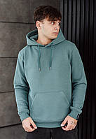 Зеленое мужское Худи стаф для мужчины Staff turquoise basic fleece Sensey Зелене чоловіче Худі стаф для