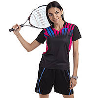 Комплект одежды для тенниса женский футболка и шорты Lingo LD-1812B размер L цвет черный dl