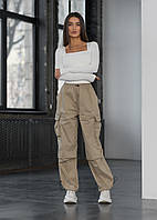 Женские бежевые брюки для женщин Staff beige Sensey Жіночі штани бежеві для жінок Staff beige