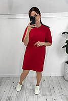 Літня жіноча сукня-фуболка з розрізами коротка спортивна сукня на літо пряме плаття-футболка спортивного стилю 42-44 46-48 50-52