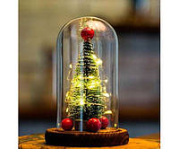 Новогодняя елка в колбе с Led подсветкой и шарами со светодиодной гирляндой
