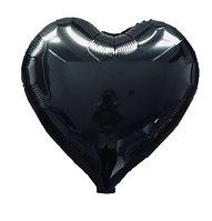 Шар фольгированный сердце ЧЕРНОЕ, 18 дюймов (44 см)