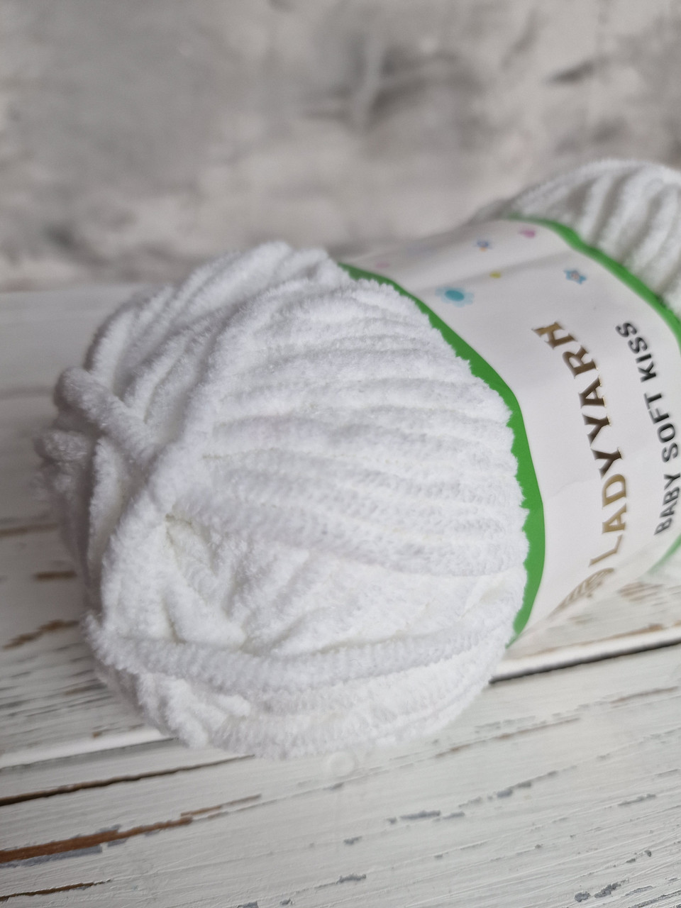 Пряжа плюшева Lady Yarn Baby Soft Kiss  білий, фото 1