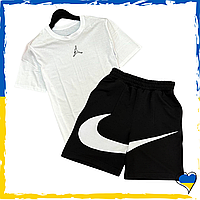 Комплект шорты Nike Big Swoosh + футболка Jordan белая. S M L XL XXL