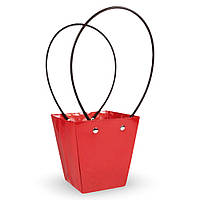Флористична сумка 12см бордова з пластиковими ручками вологостійка