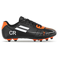 Бутсы футбольная обувь детская YUKE H8002-4 размер 32 цвет черный-оранжевый dl