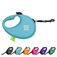 Повідець-рулетка для собак WAUDOG R-leash з контейнером для пакетів, світловідбивна стрічка, M, до 20 кг, 5 м,