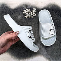 Шльопанці сланці жіночі піна світло-блакитні з котиком 4411, фото 5