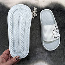 Шльопанці сланці жіночі піна світло-блакитні з котиком 4411, фото 4