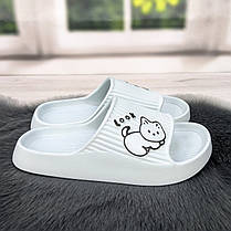 Шльопанці сланці жіночі піна світло-блакитні з котиком 4411, фото 2