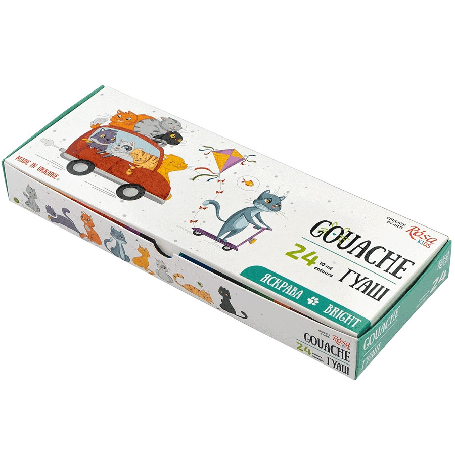 Набір гуашевих фарб 24 кольори по 10 мл Cats Rosa Kids, 301104, фото 1