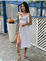 Модна жіноча сукня сарафан на брителях біла Новинка 2024