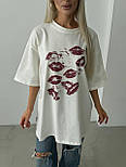 Подовжена оверсайз футболка з турецького куліра, фото 6