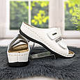 Шльопанці жіночі білі шкіряні на липучках на широку ногу Inblu 4461, фото 7
