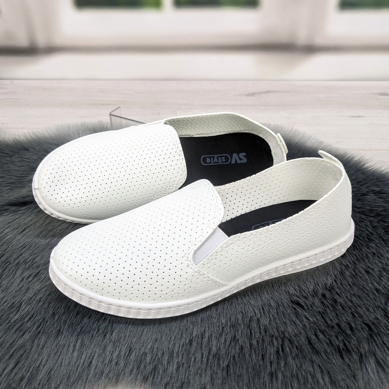 Мокасини жіночі білі еко-шкіра перфоровані SV 2224-5, фото 1