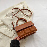 Жіноча міні сумочка клатч з ручкою коричнева, сумка клатч вечірня з ремінцем