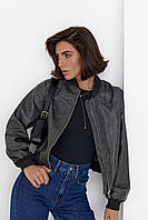 Женская куртка-бомбер в винтажном стиле - черный цвет, L (есть размеры) se