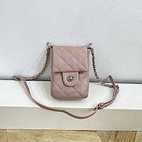 Жіноча сумка вертикальна міні на плече, сумочка для телефона маленька рожева
