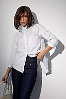 Женская рубашка с воротником-стойкой - белый цвет, M (есть размеры) se