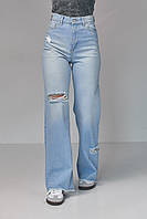 Жіночі джинси з рваними елементами блакитний колір, 36р (є розміри) se