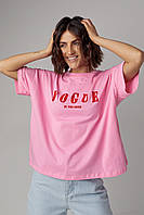 Женская футболка oversize с надписью Vogue - розовый цвет, L (есть размеры) se