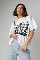 Женская футболка с принтом в виде корсета - белый цвет, L (есть размеры) se
