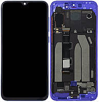 Дисплей модуль тачскрин Xiaomi Mi 9 SE черный Amoled оригинал переклеенное стекло в рамке синего цвета