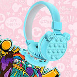 Бездротові Bluetooth навушники для дітей та підлітків з антистрес вушками CXT 806G у стилі Pop IT, фото 3