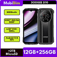Противоударный смартфон Doogee S110 12/256GB 10800mAh SONY® IMX766 50MP 6.58 FHD+ 120Hz Android 13 NFC Black