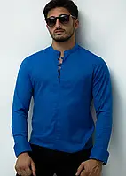 Модна сорочка з дизайнерською застібкою Rubaska синього кольору M L XXL 3XL 28-109-502