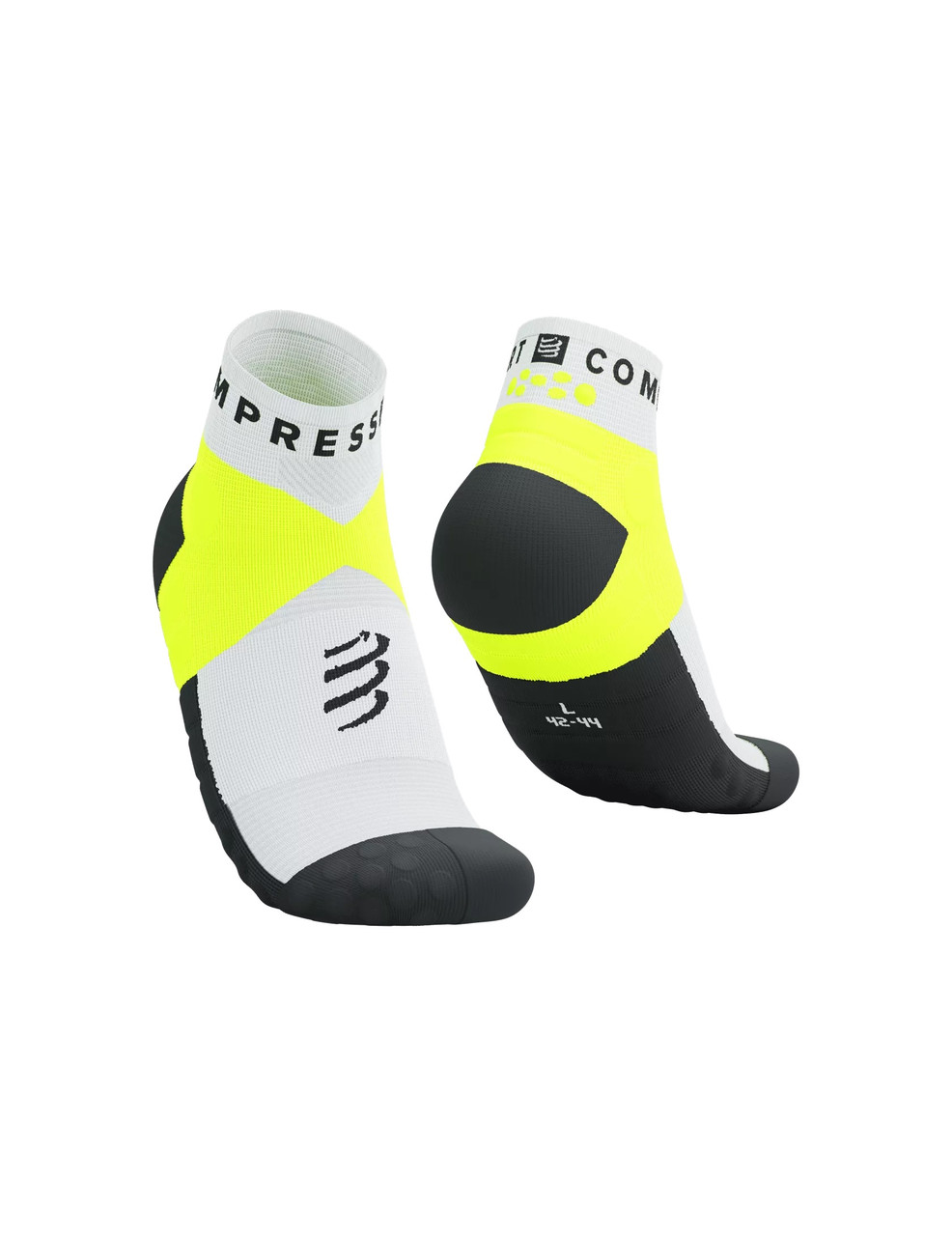 Шкарпетки спортивні для бігу Compressport Ultra Trail Socks V2.0 Low, White/Safe Yellow, T2 (39-41)