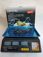 Торгові ваги електронні з калькулятором Crystal 50 kg 6V Чорний Найкраща ціна!