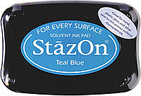 Чернильная подушечка Tsukineko StazOn 10 x 6 см, Бирюзово-голубая 2118796063 KP, код: 2553044