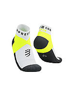 Шкарпетки спортивні для бігу Compressport Ultra Trail Socks V2.0 Low, White/Safe Yellow, T1 (35-38)