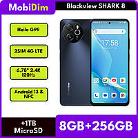 Смартфон Blackview SHARK 8 8/256GB NFC MediaTek Helio G99 120Hz 2.4K Дисплей Gray