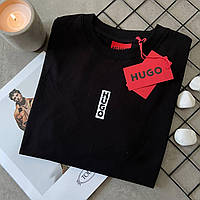 Футболка мужская черная Hugo повседневная качественная футболка хуго босс стильная футболка на лето