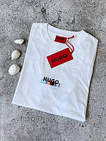 Футболка мужская белая Hugo Boss брендовая футболка хуго босс повседневная футболка на лето