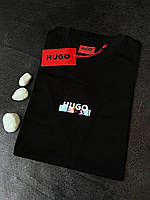 Мужская футболка черная Hugo Boss брендовая футболка хуго босс базовая повседневная футболка на лето