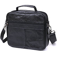Практичная кожаная мужская сумка Vintage 20669 Черный высокое качество