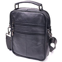 Практичная мужская кожаная сумка 21396 Vintage Черная высокое качество