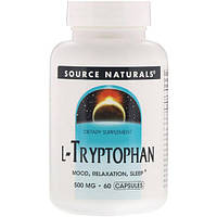 Триптофан Source Naturals L-Tryptophan 500 mg 60 Caps SNS-01984 FS, код: 7705923